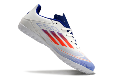 Men's Adidas F50 Club TF Football Shoes - White/Blue/Red