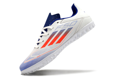 Men's Adidas F50 Club TF Football Shoes - White/Blue/Red