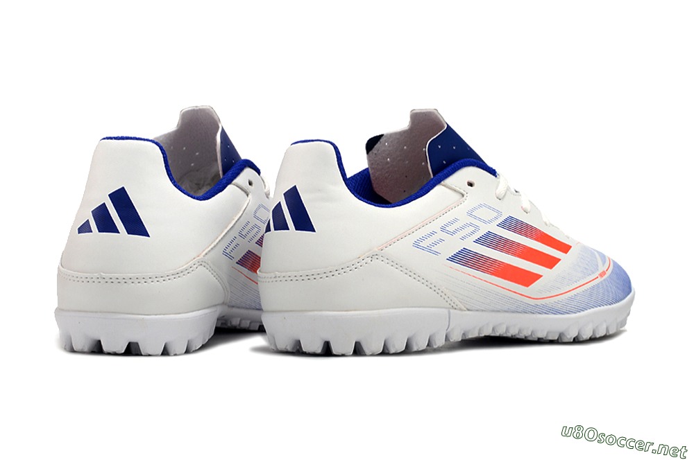 Men's Adidas F50 Club TF Football Shoes - White/Blue/Red 6