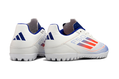 Men's Adidas F50 Club TF Football Shoes - White/Blue/Red