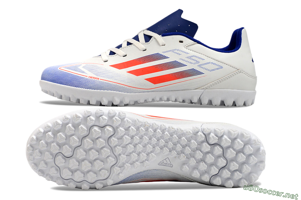 Men's Adidas F50 Club TF Football Shoes - White/Blue/Red 1