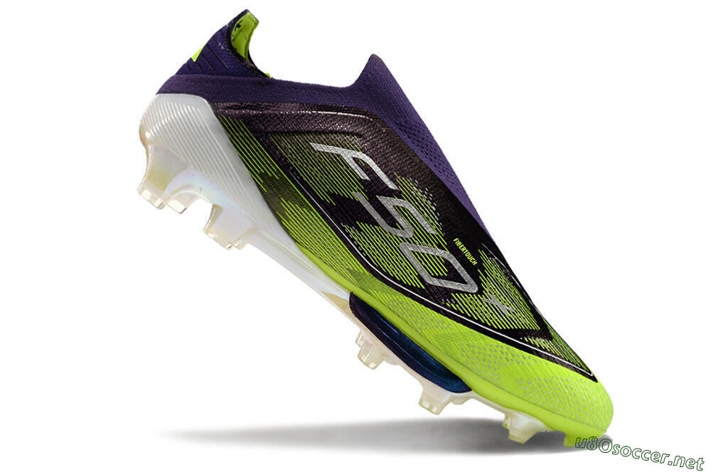 Men's Adidas F50+ Lightstrike Pro Laceless FG Football Boots - Purple/Yellow/White 4