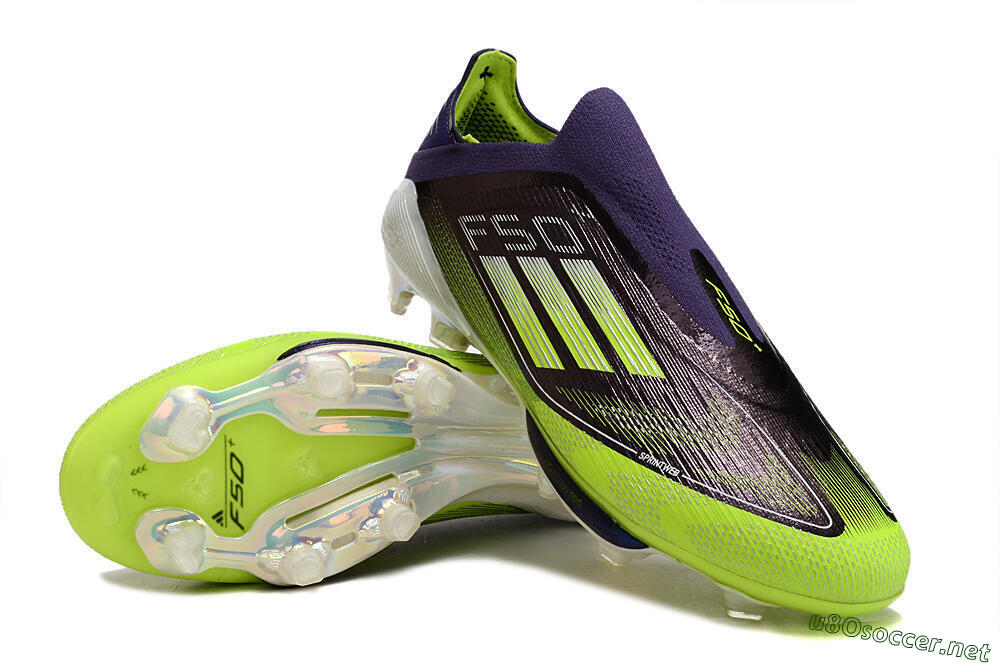 Men's Adidas F50+ Lightstrike Pro Laceless FG Football Boots - Purple/Yellow/White 3