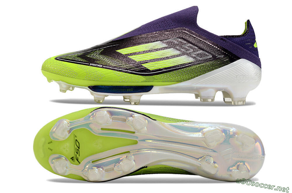 Men's Adidas F50+ Lightstrike Pro Laceless FG Football Boots - Purple/Yellow/White 1