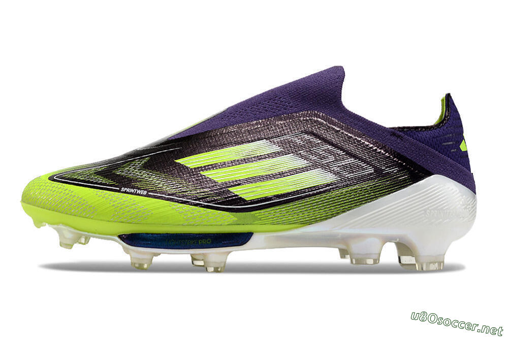 Men's Adidas F50+ Lightstrike Pro Laceless FG Football Boots - Purple/Yellow/White 0