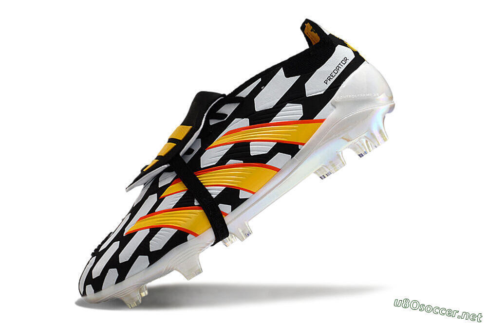 Unisex Adidas Predator Elite Foldover Tongue FG Football Boots - Black/White/Yellow 5