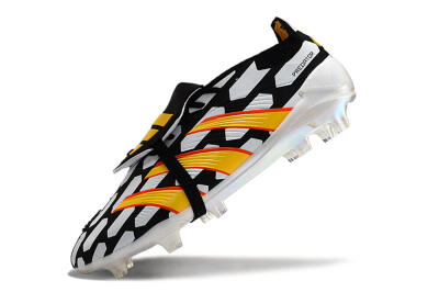Unisex Adidas Predator Elite Foldover Tongue FG Football Boots - Black/White/Yellow