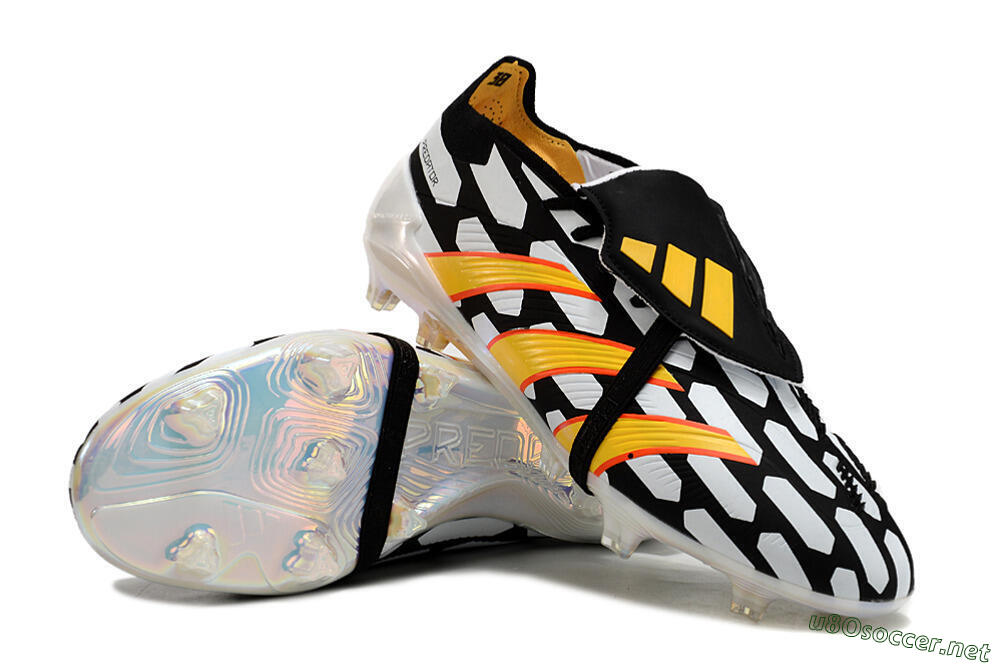 Unisex Adidas Predator Elite Foldover Tongue FG Football Boots - Black/White/Yellow 3