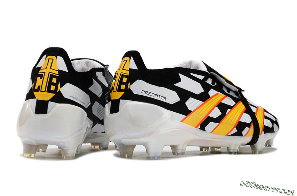 Unisex Adidas Predator Elite Foldover Tongue FG Football Boots - Black/White/Yellow 6