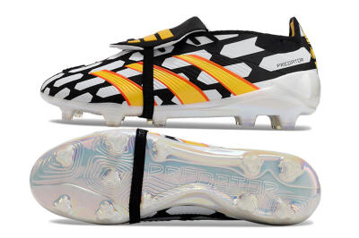 Unisex Adidas Predator Elite Foldover Tongue FG Football Boots - Black/White/Yellow