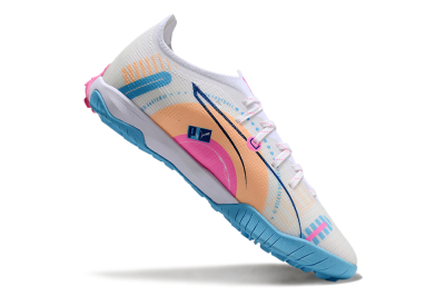 Men's Puma Ultra 5 Ultimate TF Football Shoes - White/Blue/Pink/Yellow