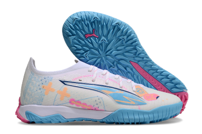 Men's Puma Ultra 5 Ultimate TF Football Shoes - White/Blue/Pink/Yellow