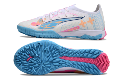 Men's Puma Ultra 5 Ultimate TF Football Shoes - White/Blue/Pink/Yellow