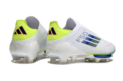 Unisex Adidas F50+ Lightstrike Pro Laceless FG Football Boots - White/Blue/Yellow/Pink