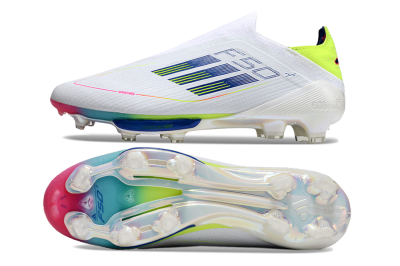 Unisex Adidas F50+ Lightstrike Pro Laceless FG Football Boots - White/Blue/Yellow/Pink