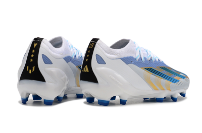Kids Adidas X Speedportal.1 FG Football Boots - White/Blue/Gold