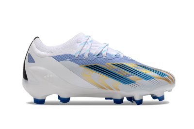 Kids Adidas X Speedportal.1 FG Football Boots - White/Blue/Gold