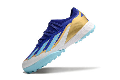 Kids Adidas X Speedportal.1 TF Football Shoes - Blue/Gold/White