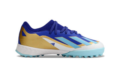 Kids Adidas X Speedportal.1 TF Football Shoes - Blue/Gold/White