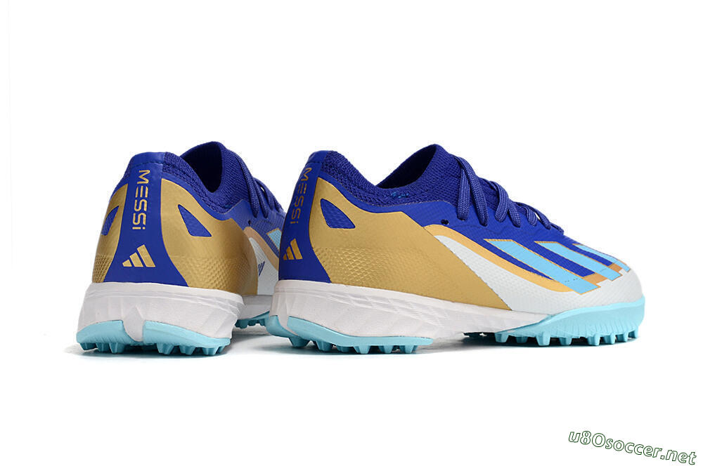 Kids Adidas X Speedportal.1 TF Football Shoes - Blue/Gold/White 7