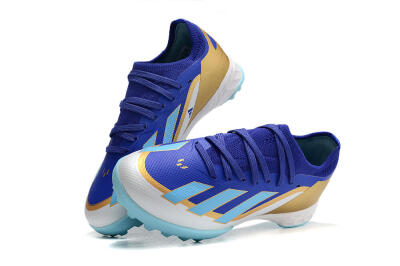 Kids Adidas X Speedportal.1 TF Football Shoes - Blue/Gold/White