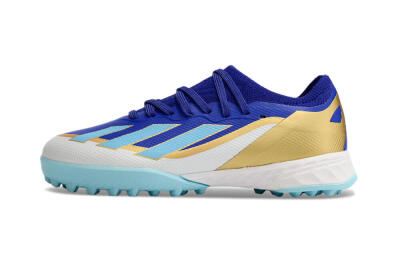 Kids Adidas X Speedportal.1 TF Football Shoes - Blue/Gold/White