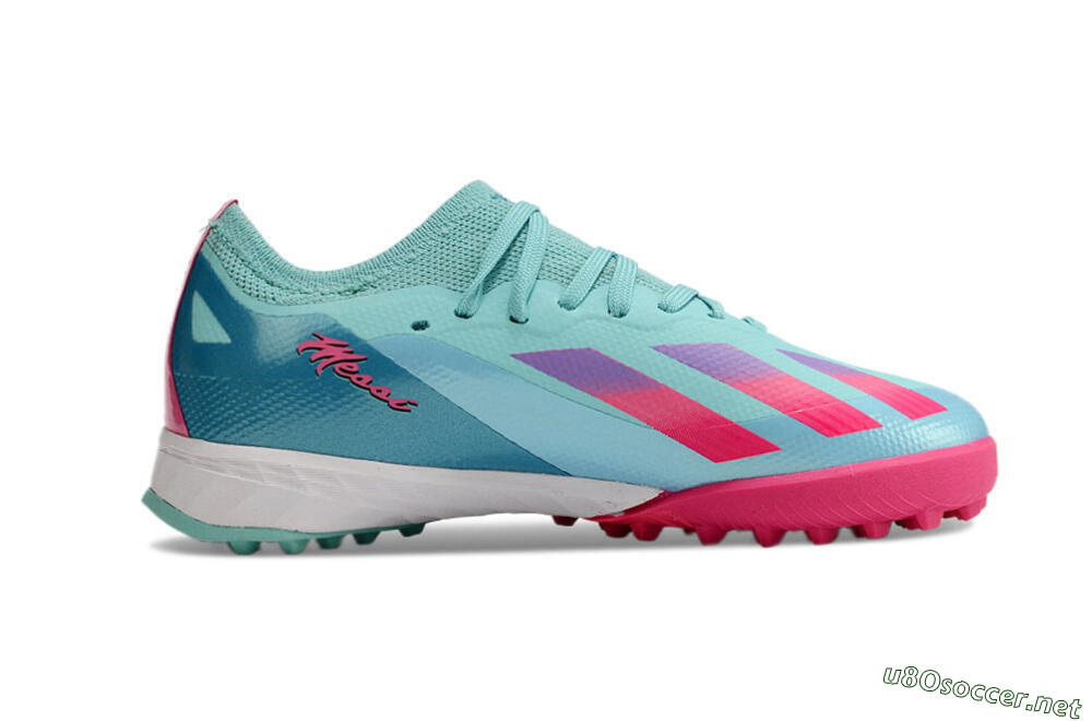 Kids Adidas X Speedportal.1 TF Football Shoes - Jade/Pink/Purple 6