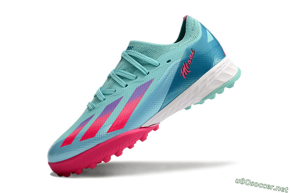 Kids Adidas X Speedportal.1 TF Football Shoes - Jade/Pink/Purple 5