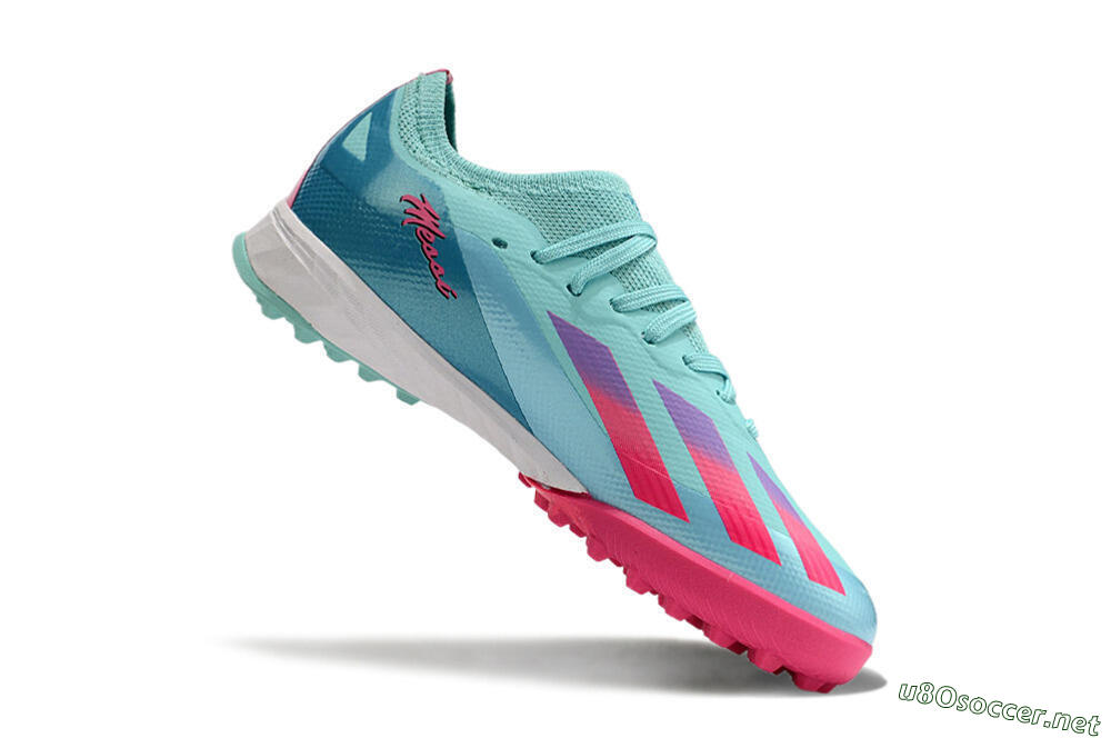 Kids Adidas X Speedportal.1 TF Football Shoes - Jade/Pink/Purple 4