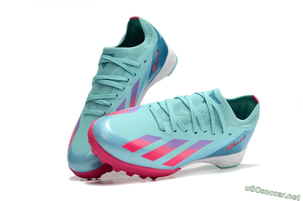 Kids Adidas X Speedportal.1 TF Football Shoes - Jade/Pink/Purple 3