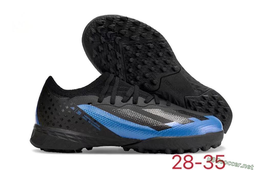Kids Adidas X Speedportal.1 TF Football Shoes - Black/Blue 2
