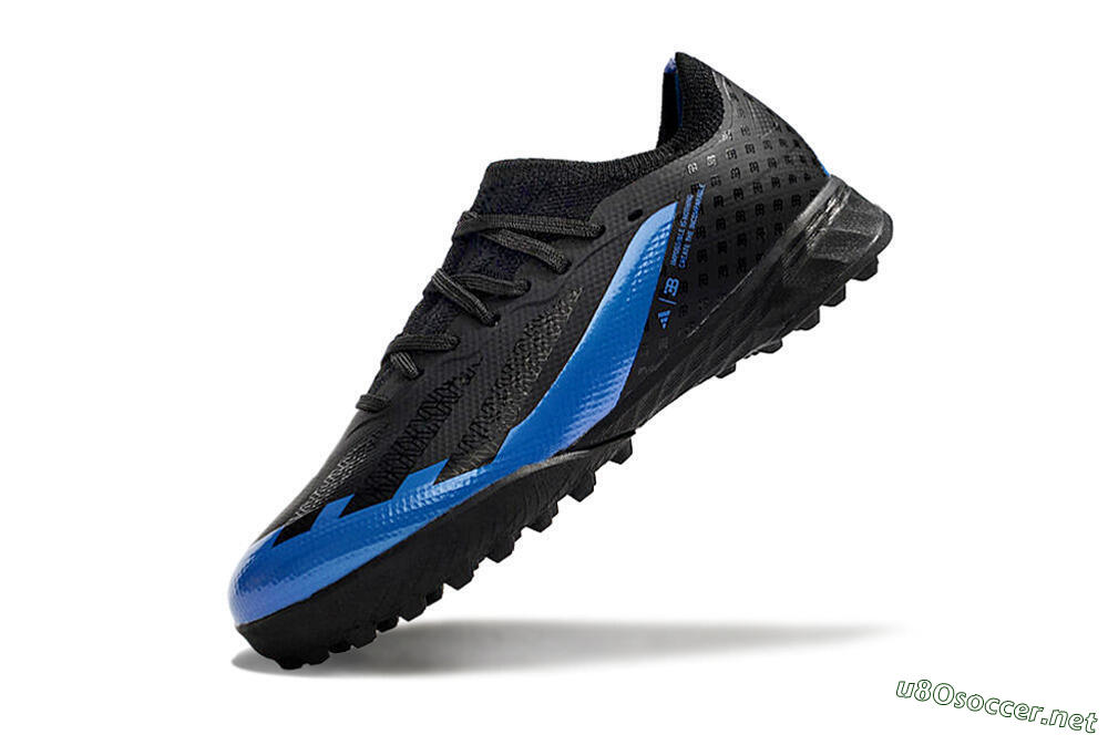Kids Adidas X Speedportal.1 TF Football Shoes - Black/Blue 5