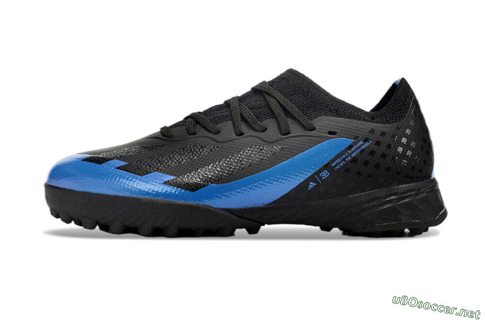 Kids Adidas X Speedportal.1 TF Football Shoes - Black/Blue 0