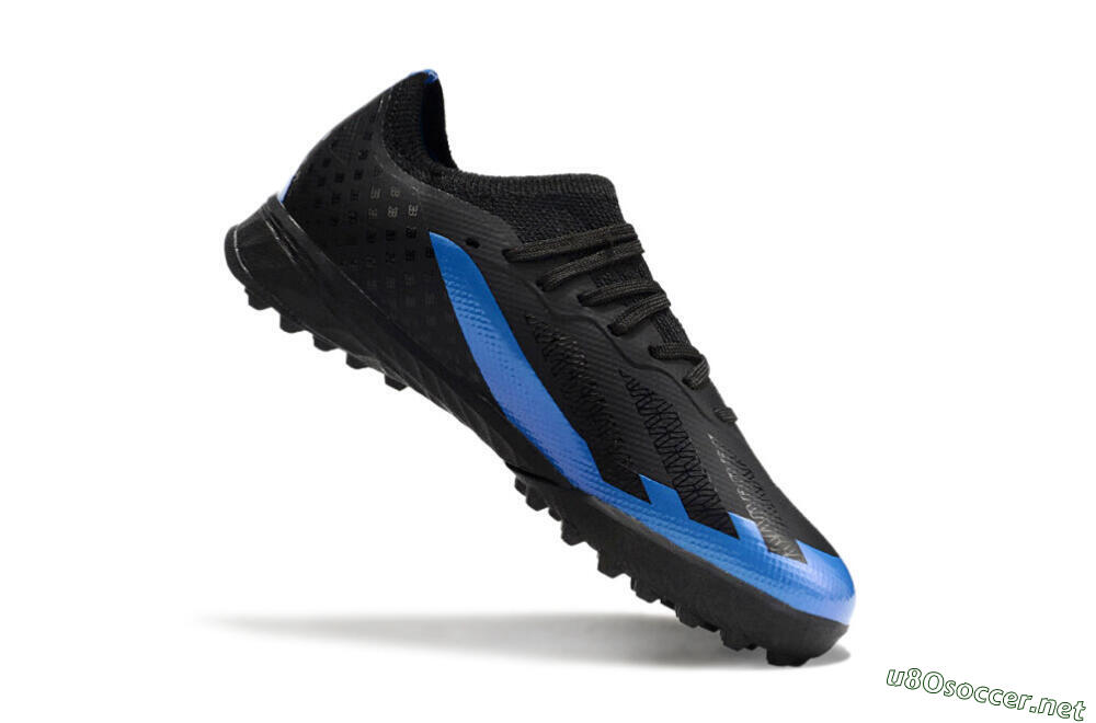 Kids Adidas X Speedportal.1 TF Football Shoes - Black/Blue 4