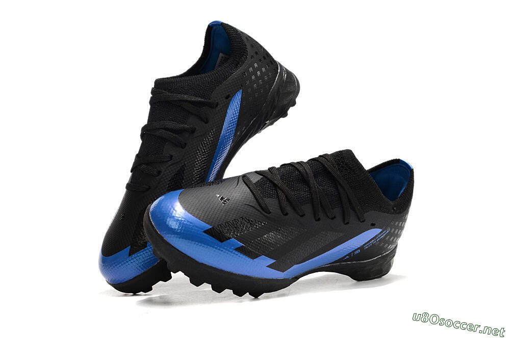 Kids Adidas X Speedportal.1 TF Football Shoes - Black/Blue 3
