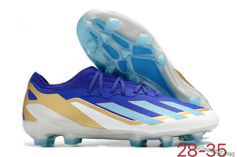 Kids Adidas X Speedportal.1 FG Football Boots - Blue/Gold/White 2