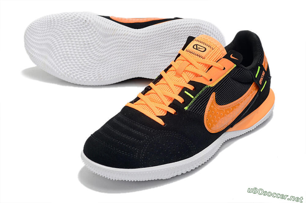Men's Nike Street Gato IC Football Shoes - Black/Orange/White 3