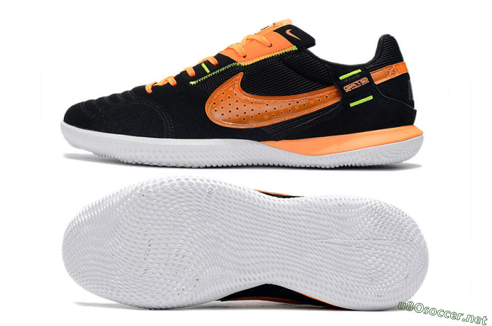 Men's Nike Street Gato IC Football Shoes - Black/Orange/White 1
