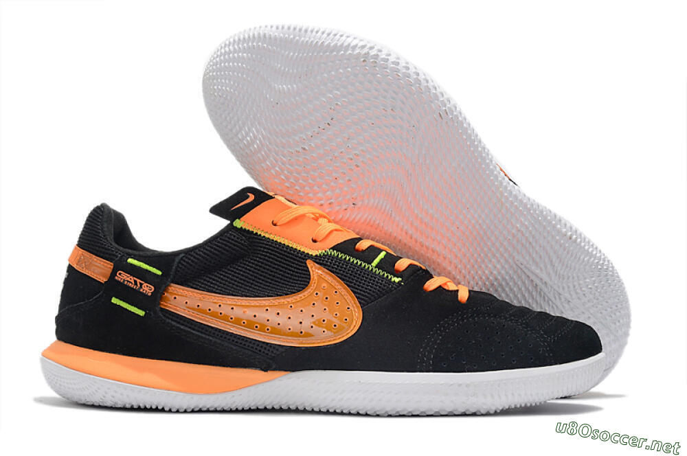 Men's Nike Street Gato IC Football Shoes - Black/Orange/White 2
