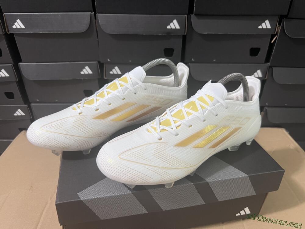 Men's Adidas F50 Adizero FG Football Boots - White/Gold