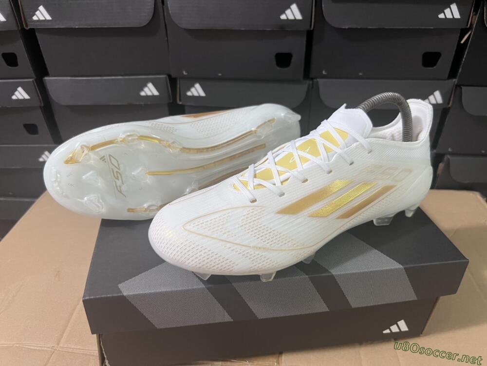 Men's Adidas F50 Adizero FG Football Boots - White/Gold