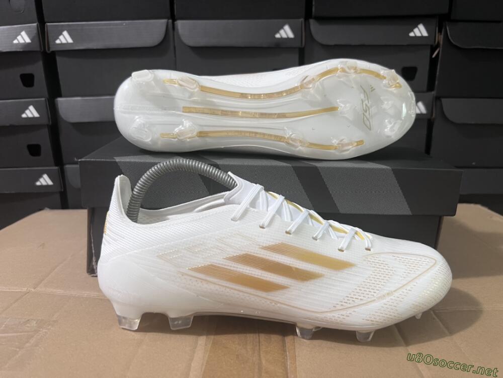 Men's Adidas F50 Adizero FG Football Boots - White/Gold
