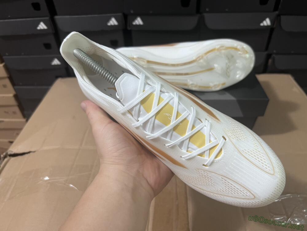 Men's Adidas F50 Adizero FG Football Boots - White/Gold