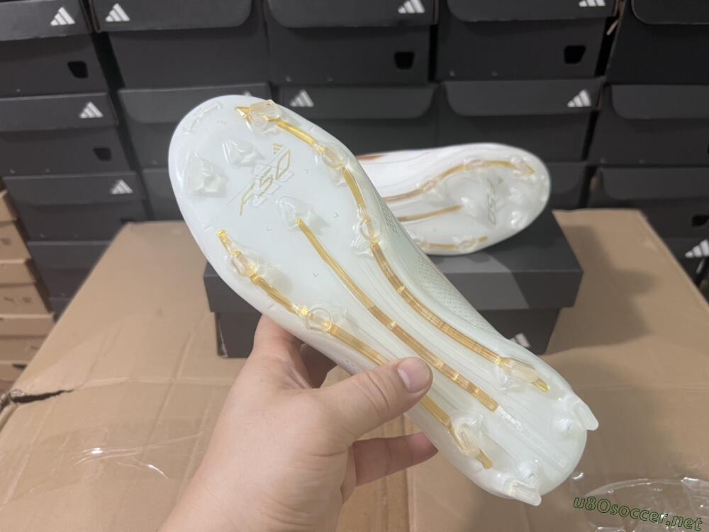 Men's Adidas F50+ Adizero FG Football Boots - White/Gold