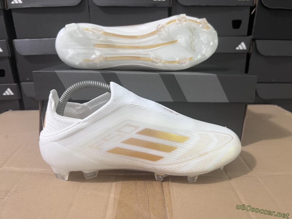 Men's Adidas F50+ Adizero FG Football Boots - White/Gold