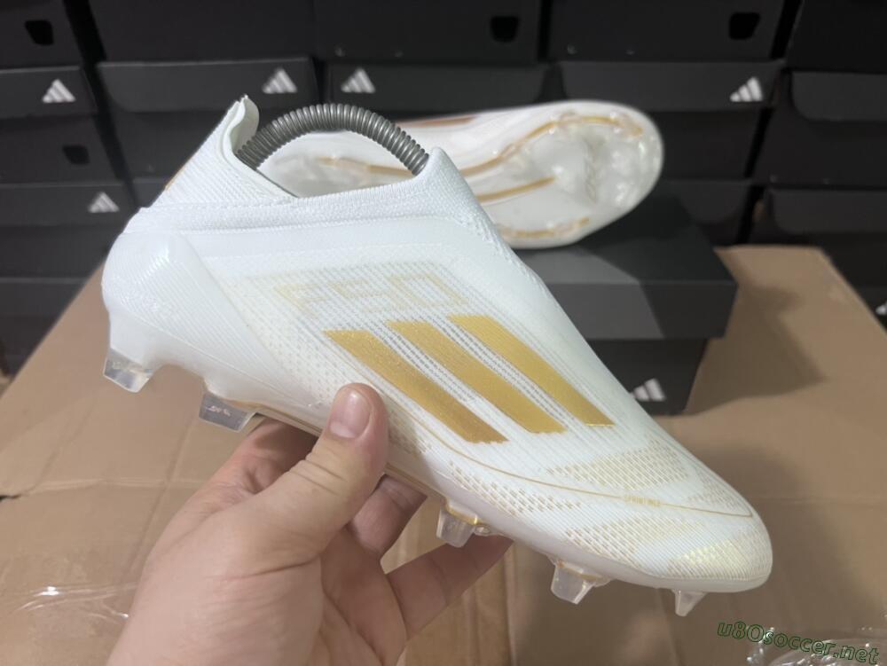 Men's Adidas F50+ Adizero FG Football Boots - White/Gold