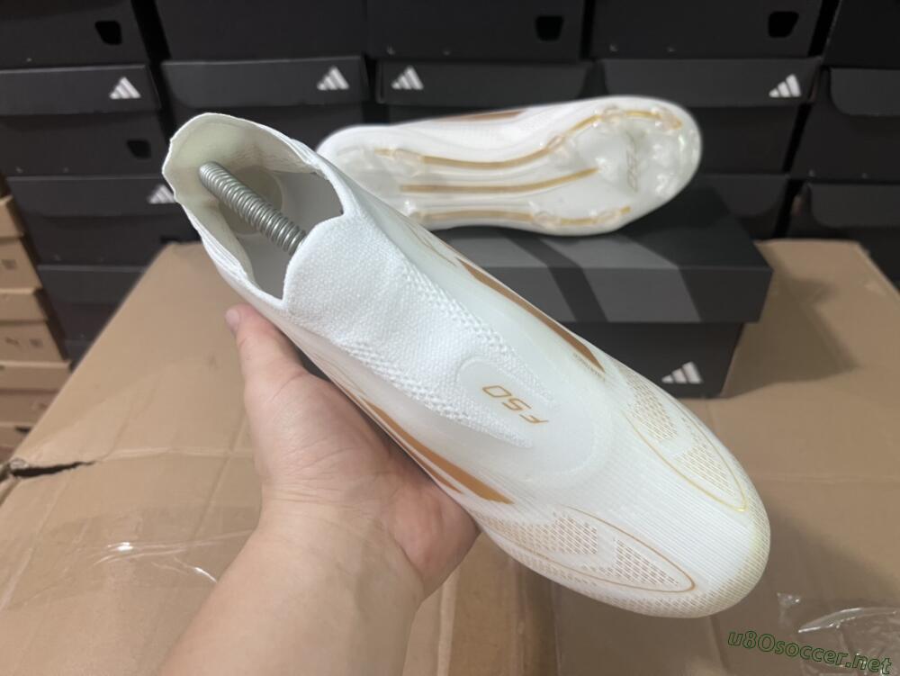 Men's Adidas F50+ Adizero FG Football Boots - White/Gold