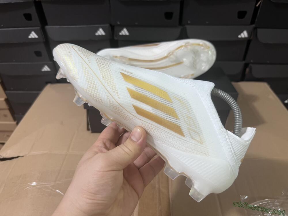 Men's Adidas F50+ Adizero FG Football Boots - White/Gold