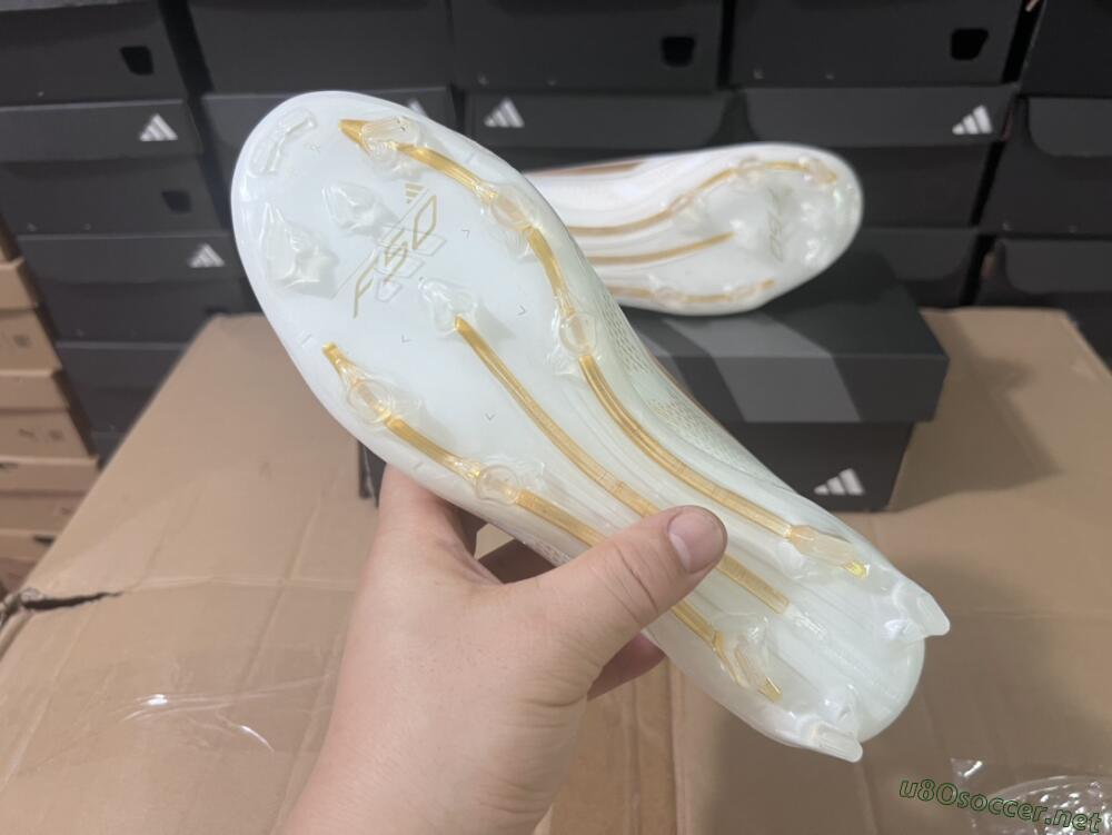 Men's Adidas F50+ Adizero FG Football Boots - White/Gold