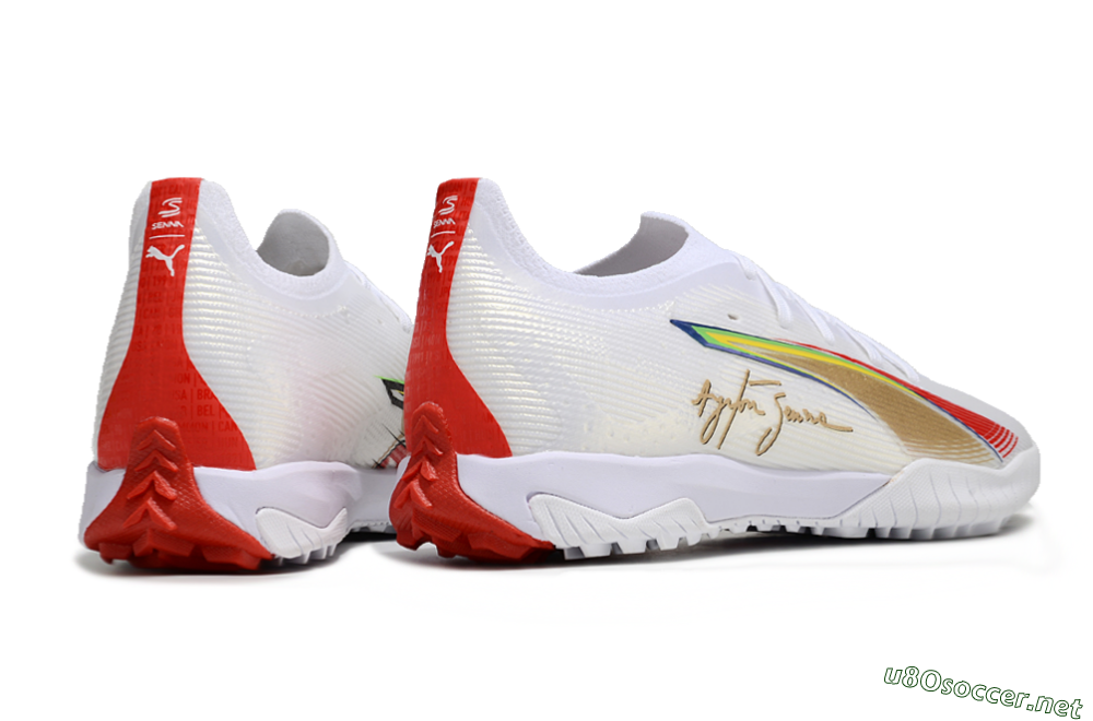 Men's Puma Ultra Ultimate TF Football Shoes - White/Red/Yellow 6